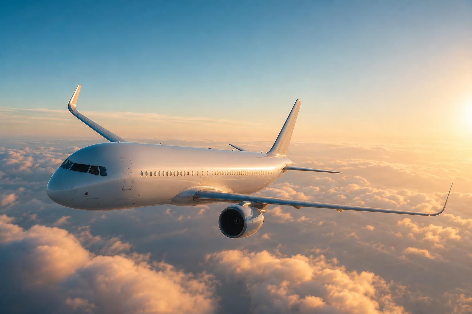 Fly i luften over skyer